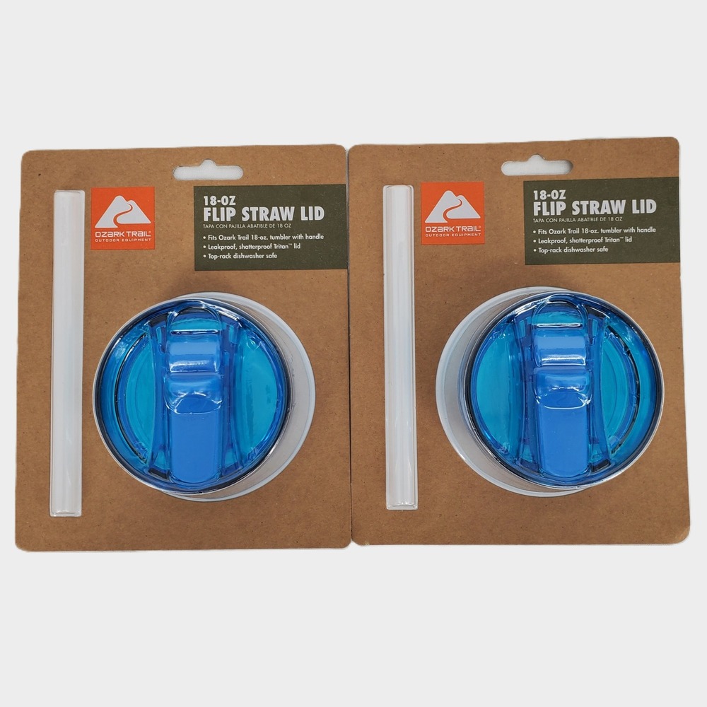 Ozark Trail 2 Pack 18oz Flip Straw Lid Electric Blue Tritan Leakproof BPA Free